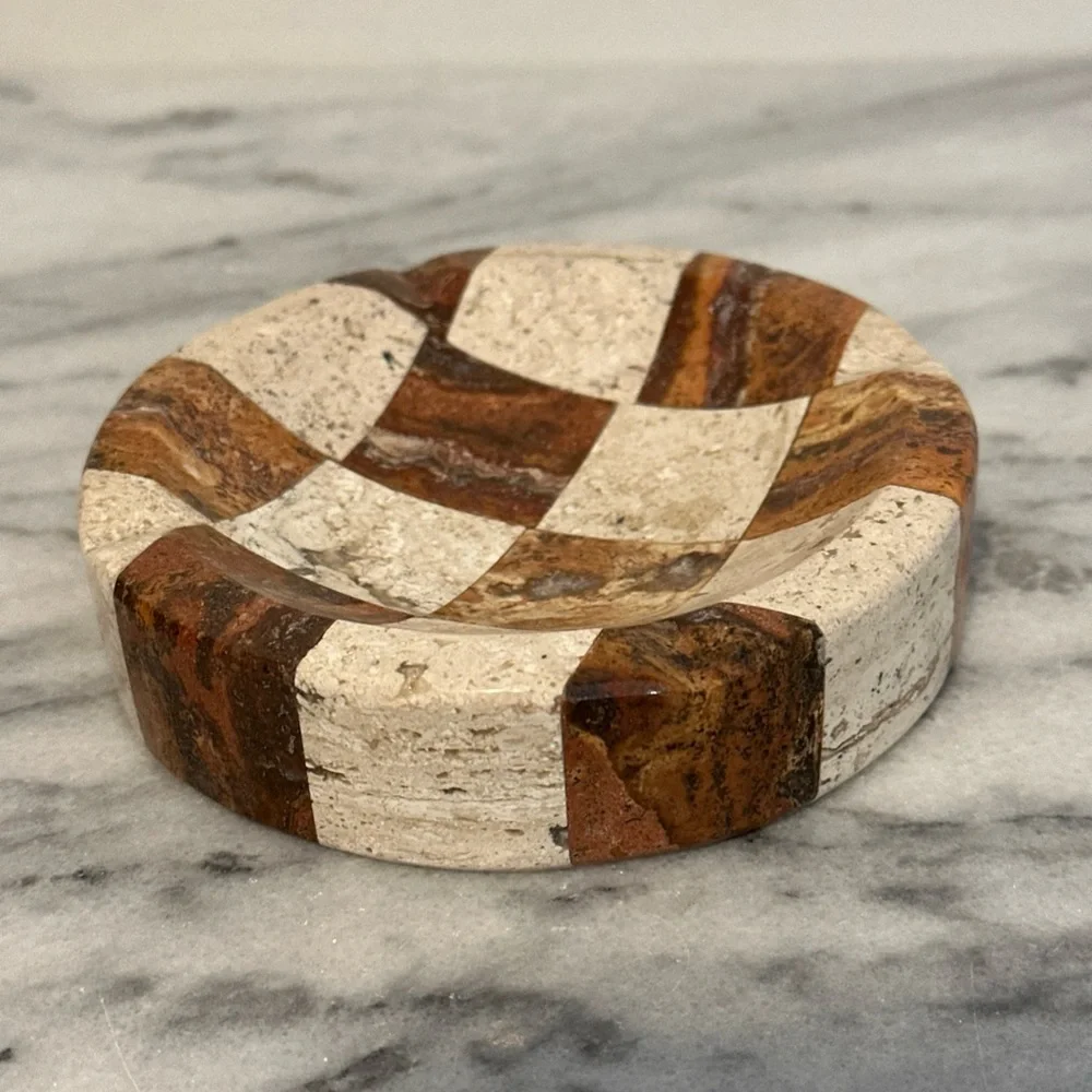 Rare Checkered Stone/ marble ash tray